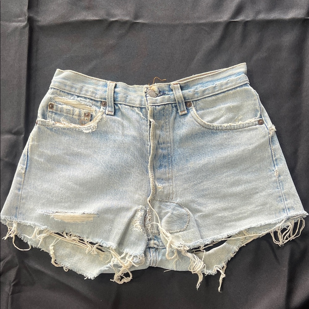 Levi's Light Blue Distressed Cheeky Jean Shorts